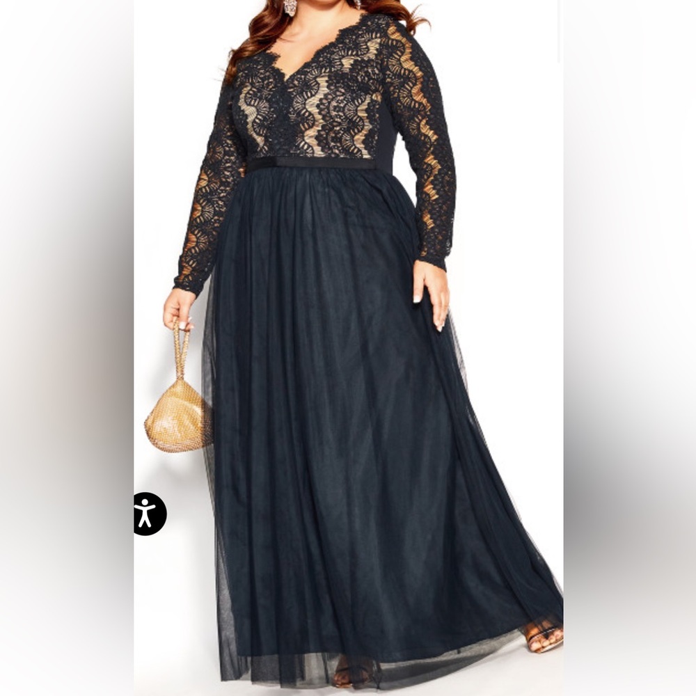 NEW City Chic Rare Beauty women plus size dress size XS/14,M/18 Navy long sleeve